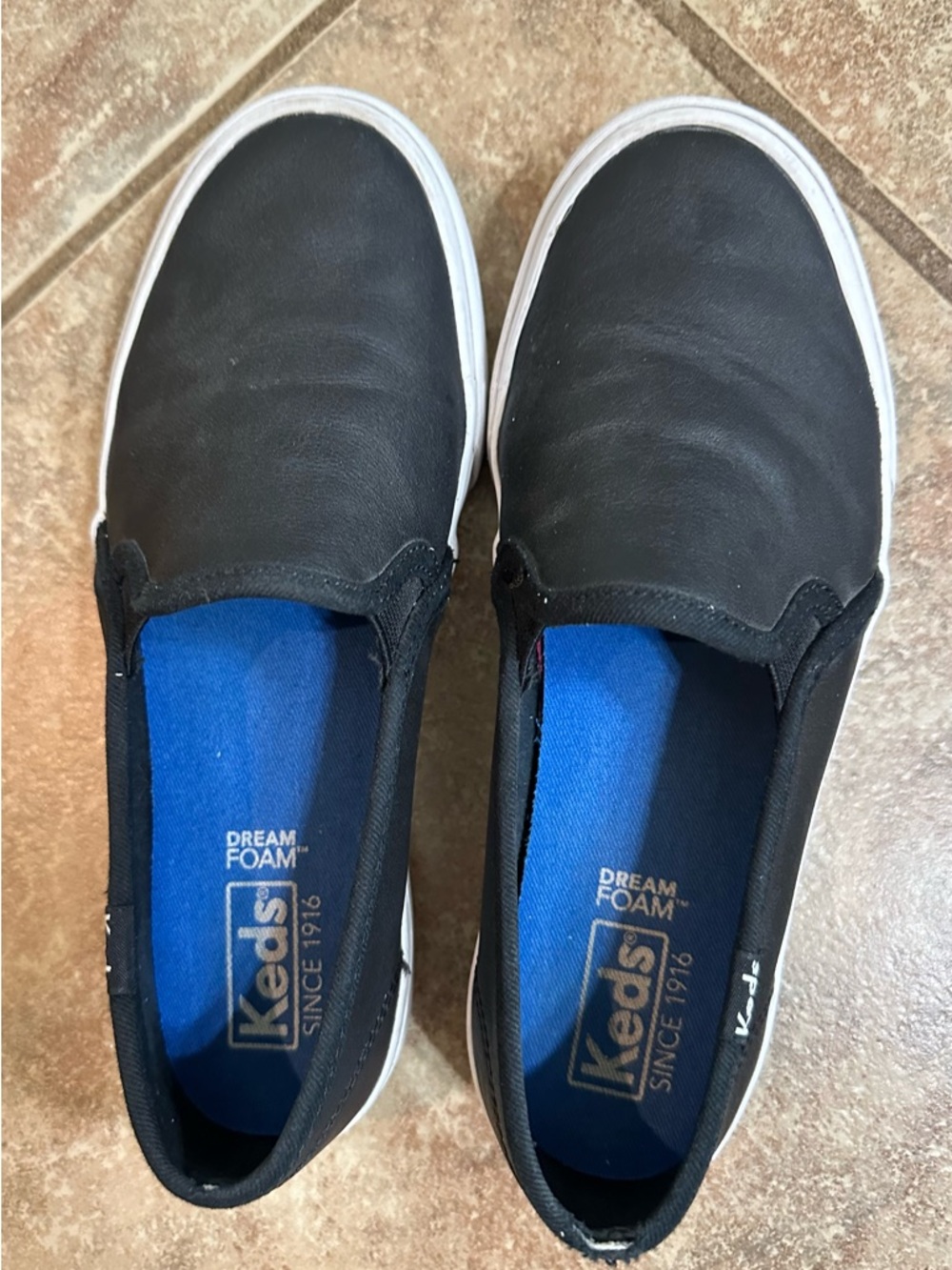 Keds Women Black Slip-On Sneakers with Blue Insole